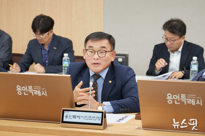 2023년 용인특례시 시민안전 치안협의회에서 윤원균 의장이 발언하고 있다.(사진=용인특례시의회)