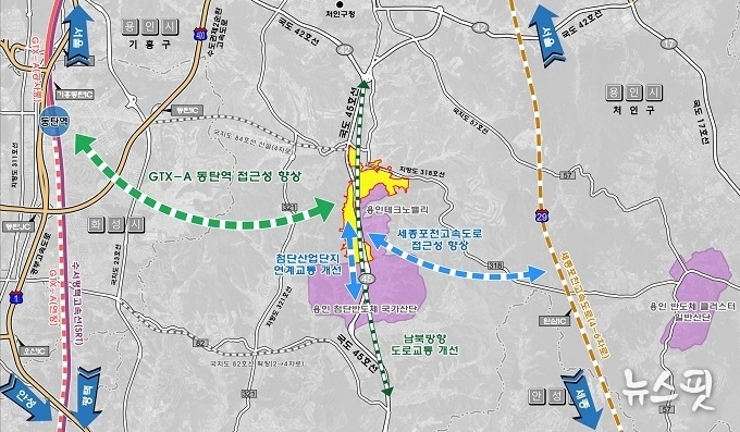 지난 11월 15일 발표한 용인 이동읍 공공주택지구 광역교통체계 구상. (용인시 제공)