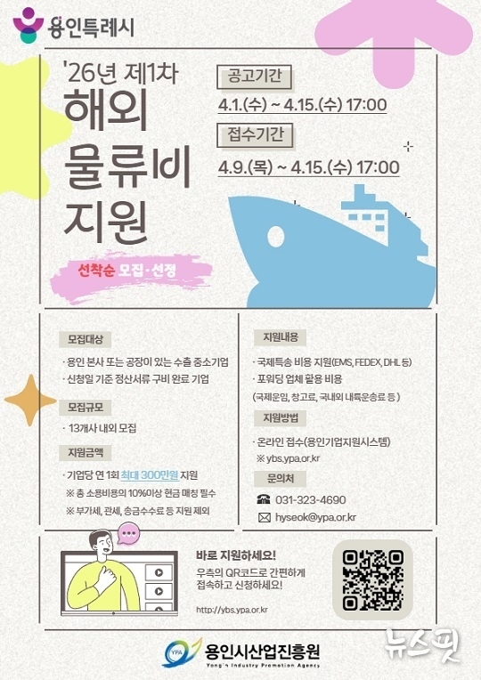 2026년 1차 해외물류비 지원 홍보 포스터(용인시산업진흥원 제공)