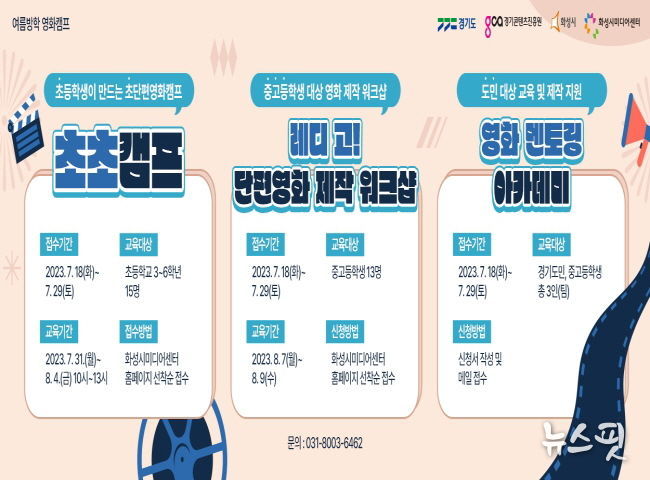 화성시미디어센터, 여름방학 맞아 영화 제작 캠프, 워크샵 등 개최