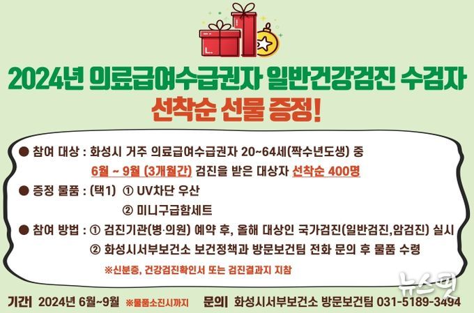 화성시, 의료급여수급권자 일반건강검진 수검자 선물 증정