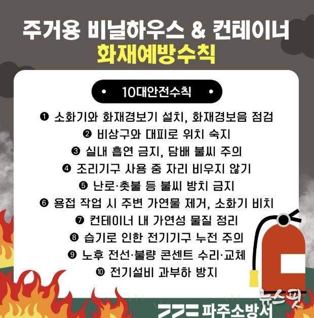 파주소방서, 겨울철 화재예방 총력! 주거취약시설 집중 관리