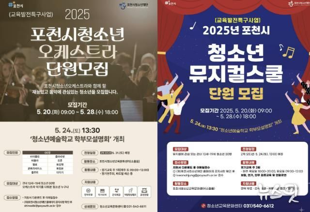 포천시청소년재단, ‘청소년오케스트라·청소년뮤지컬’ 단원(참가자) 및 전문 강사 모집