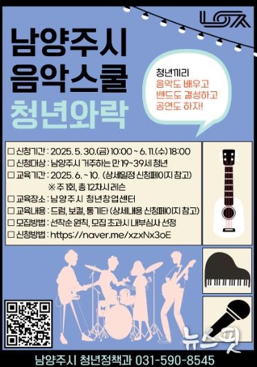 남양주시, 6월 11일까지 청년 음악스쿨 ‘청년와락’ 참가자 모집