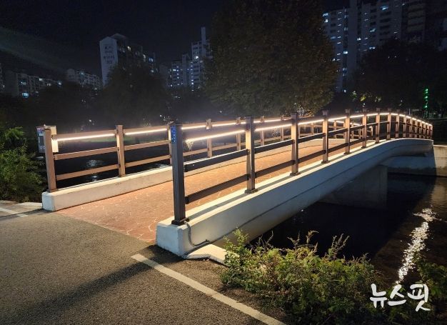 용인특례시 수지구 죽전1동은 목교 제4·6인도교에 LED 경관조명을 설치했다.(용인시 제공)