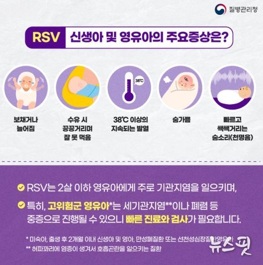 호흡기세포융합바이러스(RSV) 주요 증상 안내문