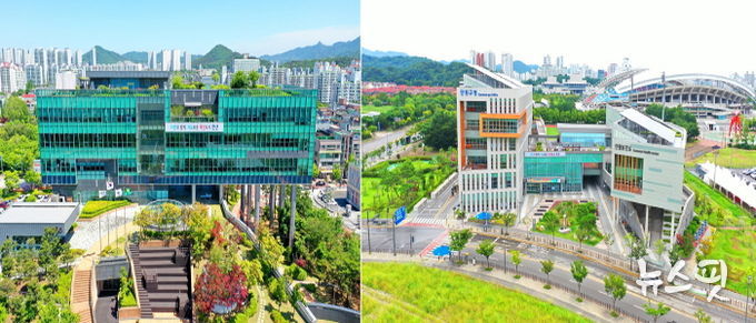 상록구청(왼쪽 사진), 단원구청(오른쪽 사진) 전경