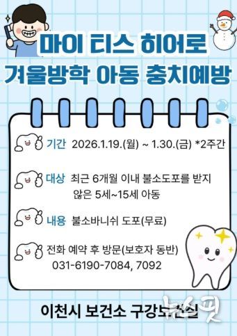 이천시보건소, 겨울방학 아동 불소바니쉬 도포 사업 추진