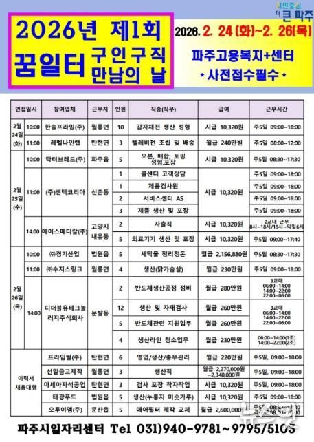 파주시, 2026년 제1회 '구인 구직 만남의 날' 개최