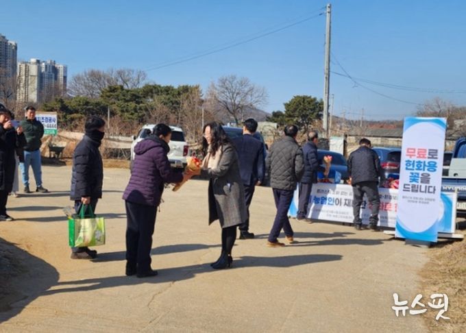 성석동 공설묘지와 식사동 공동묘지에서 실시한 ‘생화 헌화 캠페인’