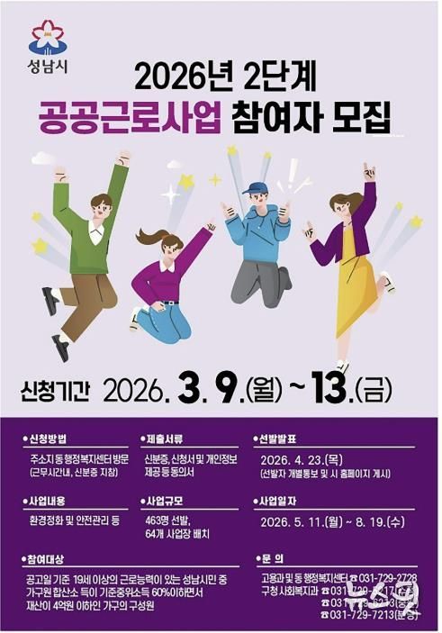 2026년 2단계 공공근로사업 참여자 모집 홍보 안내문