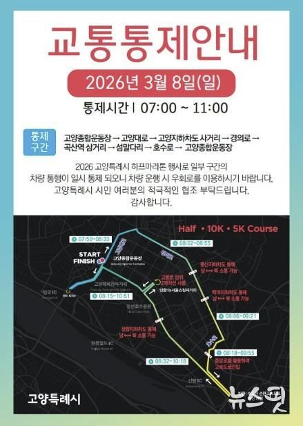 교통통제 안내문