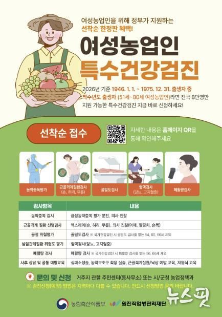 연천군, 여성농업인 특수건강검진 확대 시행